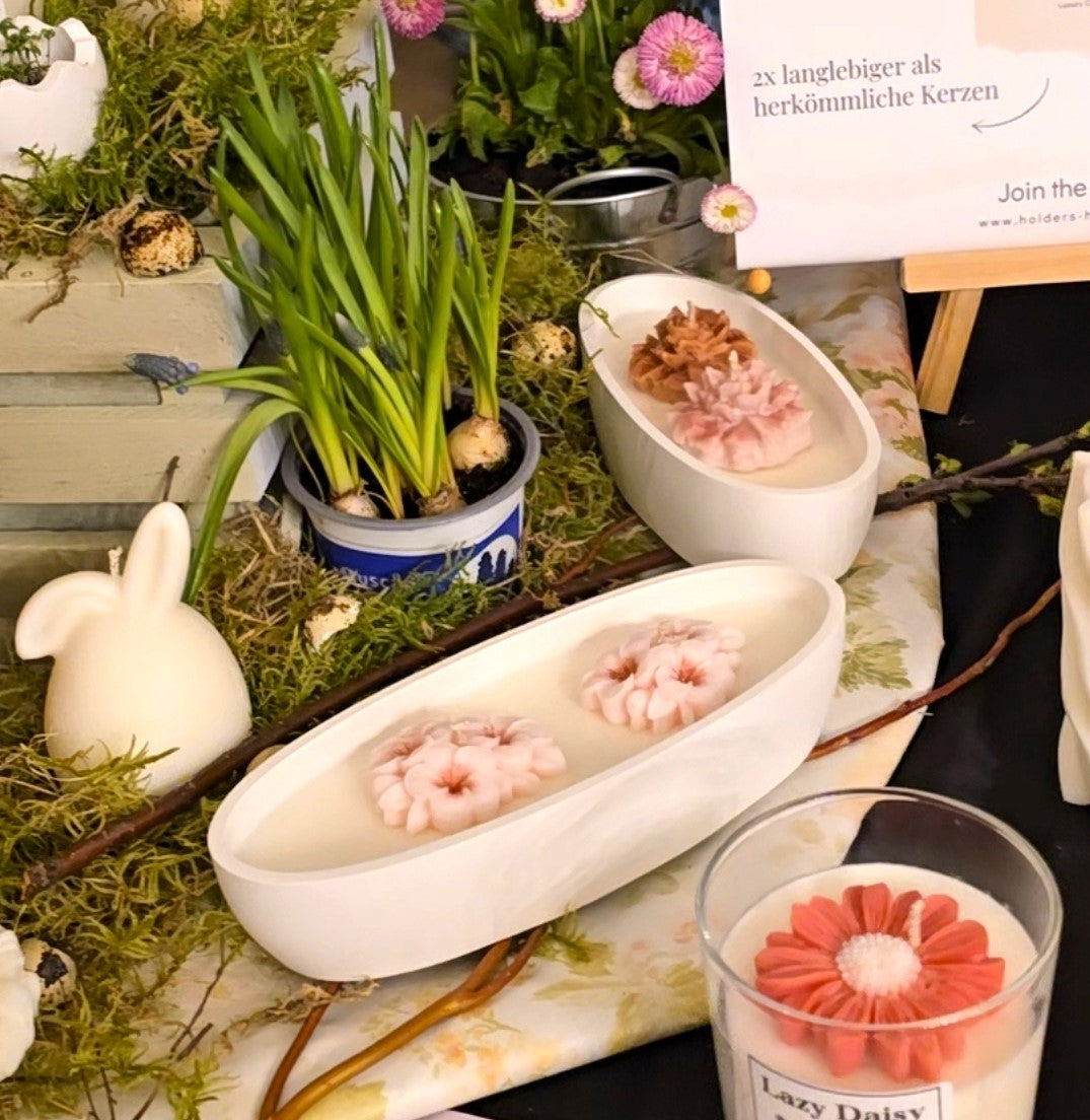 Blumenkerze in Schale oval